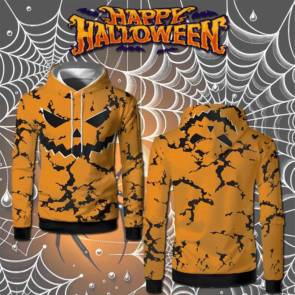 Halloween Ghost Face Print Hoodies Street Fashion Cosplay Long Sleeve Tops Unisex Festival Party Casual Sweatshirt Kid's Clothes
