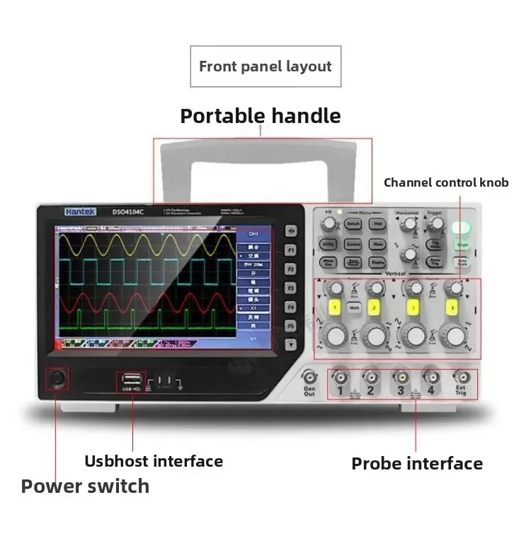 Factory Test  Oscilloscope DSO4084C Digital Storage Oscilloscope with Tracking Source 100M 80MHz/4CH+1CH/64K 1GSa/s Gauge