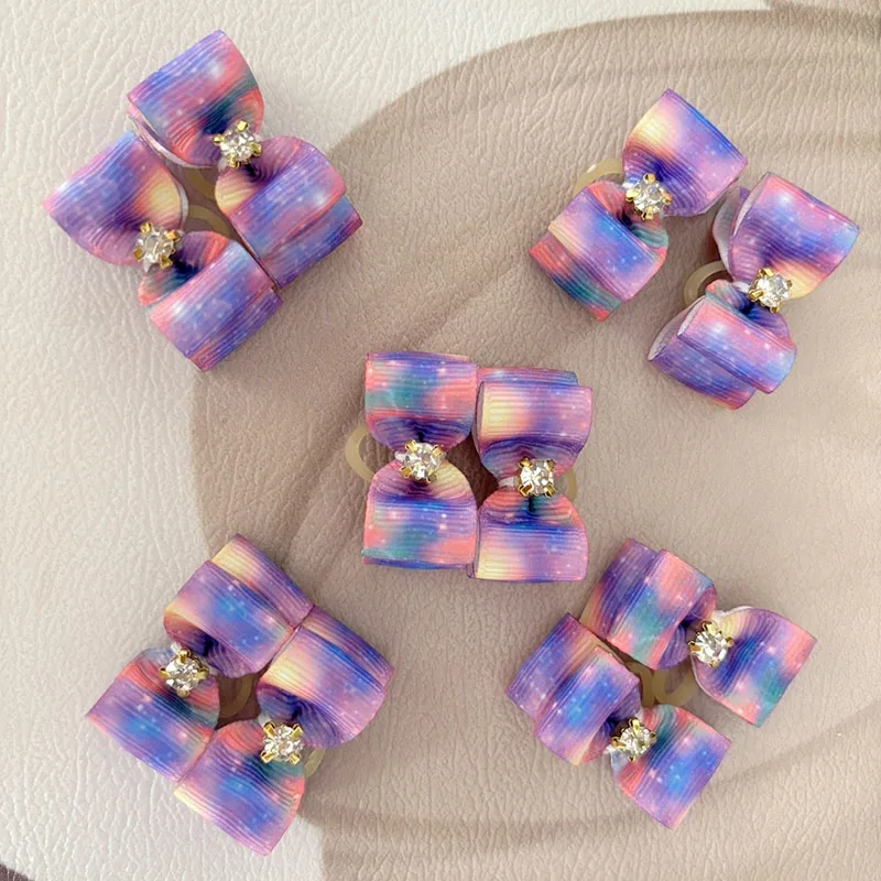 10Pcs/lot Dog Hair Bows Rubber Band Mixed Colors Cat Grooming Hand-made For Pet Puppy Cat Bowknot Mini Accessories