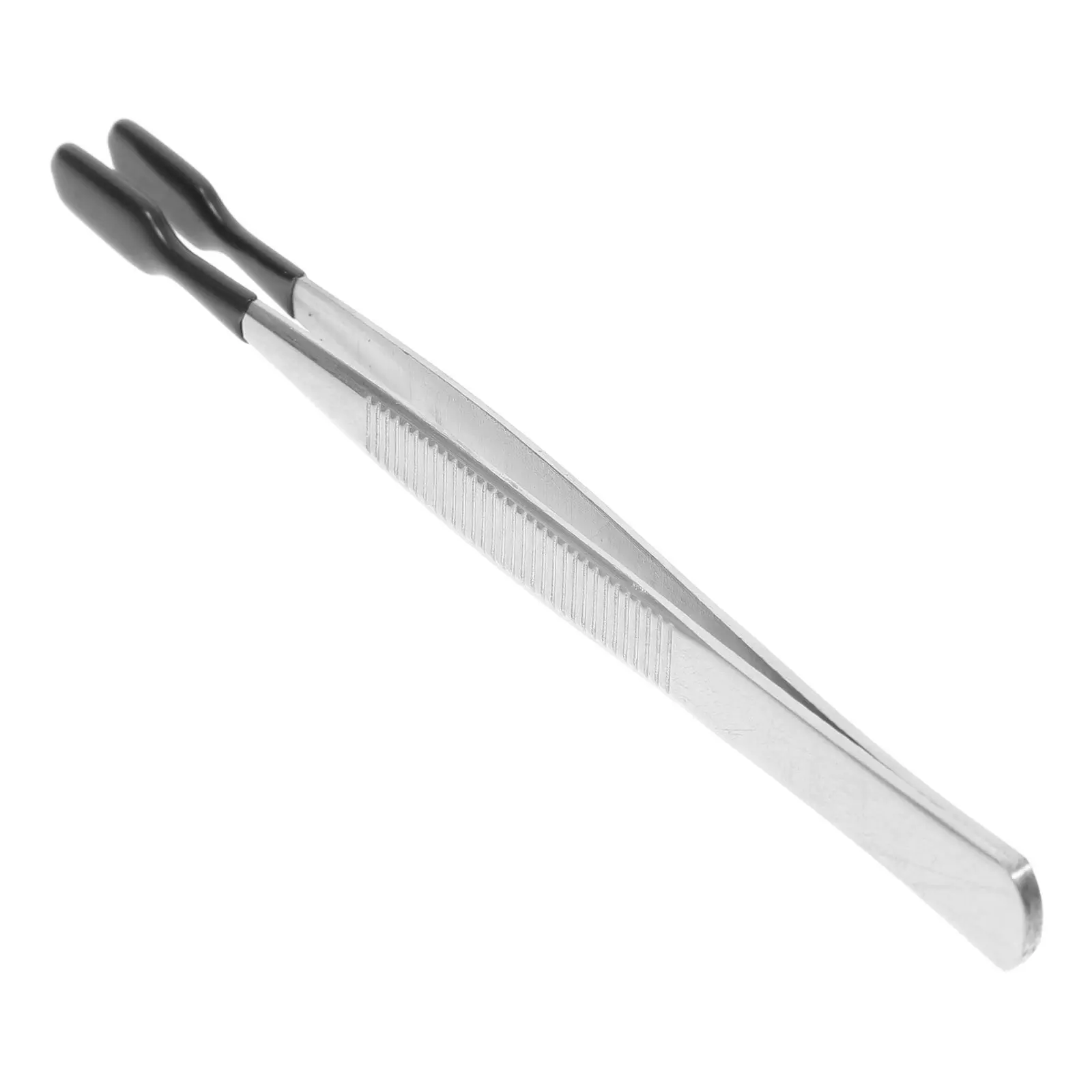 Flat Tip Stainless Steel Tweezers with Soft Rubber Tips for Stamp Collecting Jewelry Making Bead Work Crafting Philately