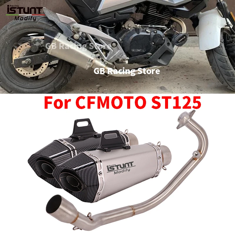 Slip For CFmoto ST125 ST 125 Full System Motorcycle Exhaust Escape Moto Stainless Steel Front Link Pipe With Removable DB Killer