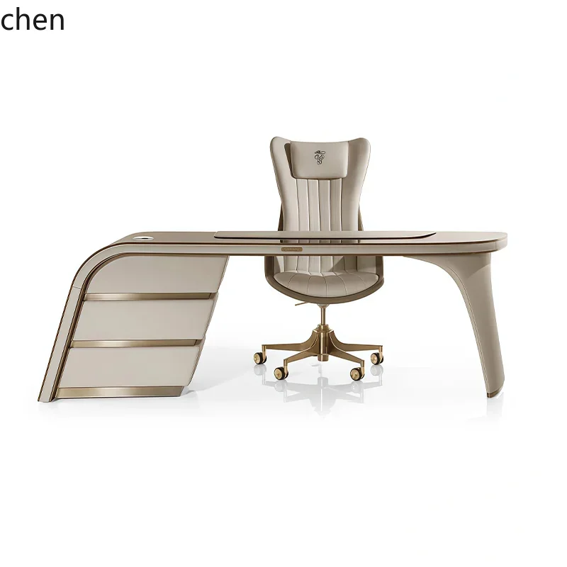 HT Italian light luxury desk designer special-shaped boss desk advanced sense home computer desk