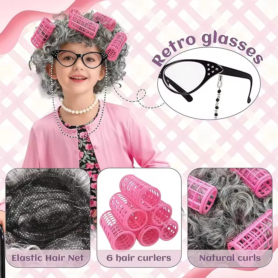 

100 Days of School Sets For Children Old Lady Perform Outfits Cosplay Costumes Happy 100th Days Of School Gifts Granny Clothing