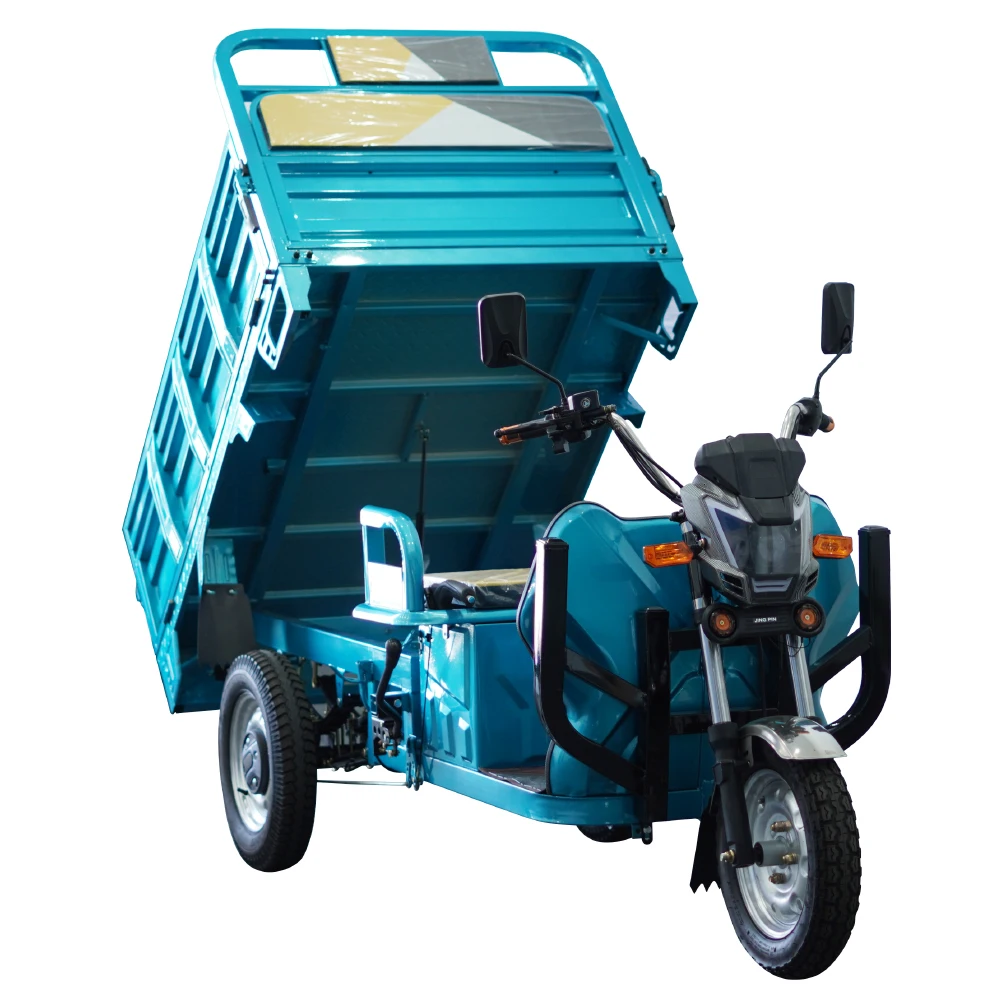 3-Wheel Electric Dumper Tricycle for Adults 60V/1500W Cargo Tricycles with Front Disc + Rear Drum Brake CE Certified