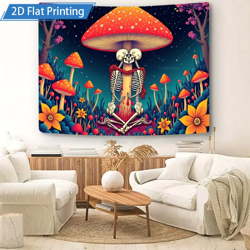 1 قطعة نسيج الجدار الفطر الغابات الهيكل العظمي نسيج ، بوهو جدار شنقا الفن لديكور غرفة النوم #5