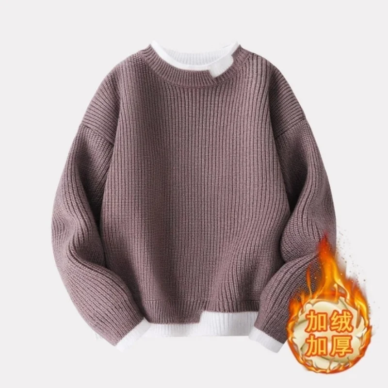 Boys Woolen Sweater Crochet Cotton Windbreak 2025 Dazzling Warm Thicken Autumn Winter Pullover Plus Size Children's Clothing