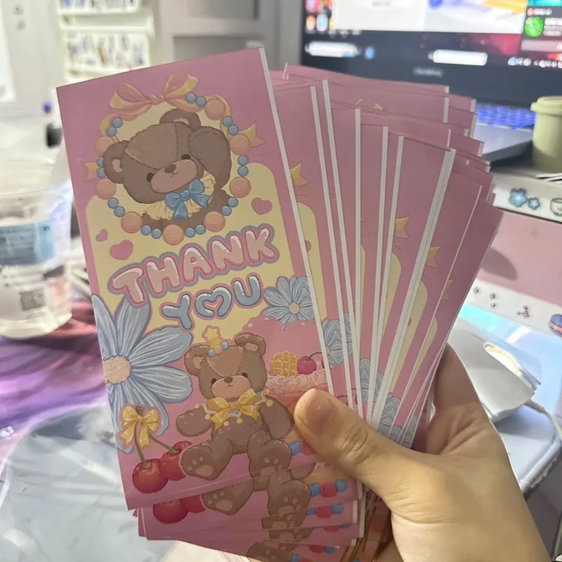 Imagem -03 - Urso Bonito Kawaii Selagem Adesivos Laminado Estilo Ins Alta Aparência Nicho Embalagem de Cartão Caixa de Aeronaves Material Faça Você Mesmo 100 Pcs por Conjunto