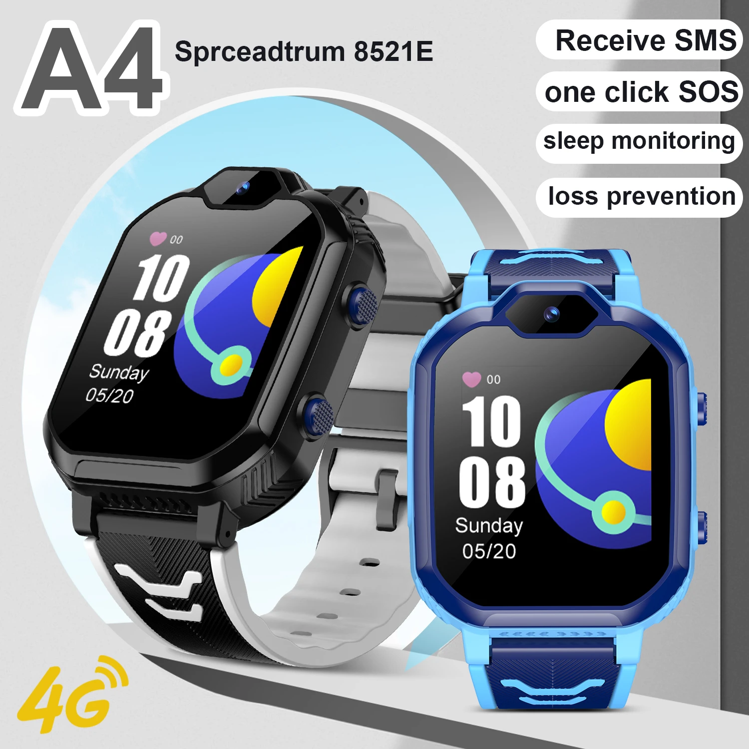 4G Smart Watch Kids GPS WIFI Video Call SOS IP67 Waterproof Child Smartwatch Camera Monitor HD Tracker Location Phone Watch Gift