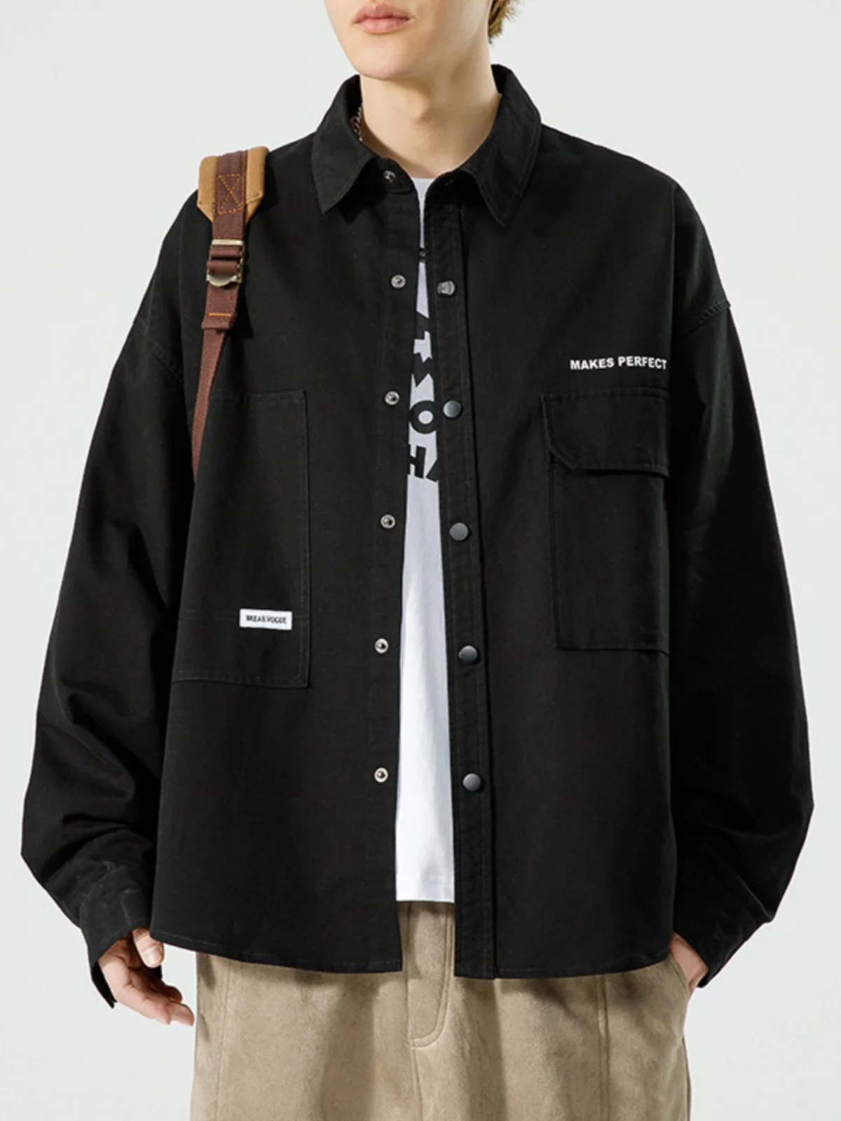 

Loose Fit Long Sve Workwear irt for Men Autumn Season Casual Youth Faion Polyester Fiber 00% arp Collar Design