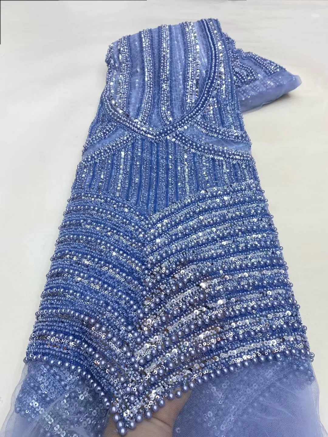 Afrikanische 2025, hochwertige Mesh-Pailletten, Stickerei, Perlen, Tüll, nigerianische Spitzenstoffe für Brautmaterial, Hochzeit, Nähen