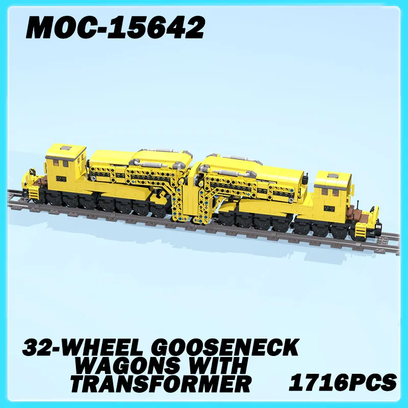 MOC-15642 Building Block Mini Train Series 32-Wheel Gooseneck Wagons with Transformer DIY Model Toy Brick Boy Christmas Gift