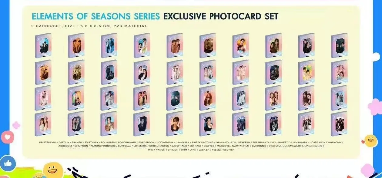 Official Gmmtv  Williamest Pondphuwin Joongdunk Taynew Nantam Bounprem Elements Of Seasons Series  Exclusive Photocard Set
