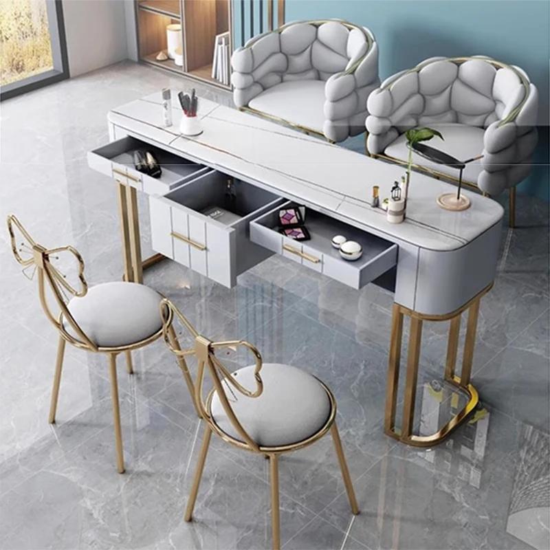 Modern Luxury Nail Tables Simple Multifunction Storage Marble Nail Table Reception Desks Professional Salon Furniture Nagel FYMT