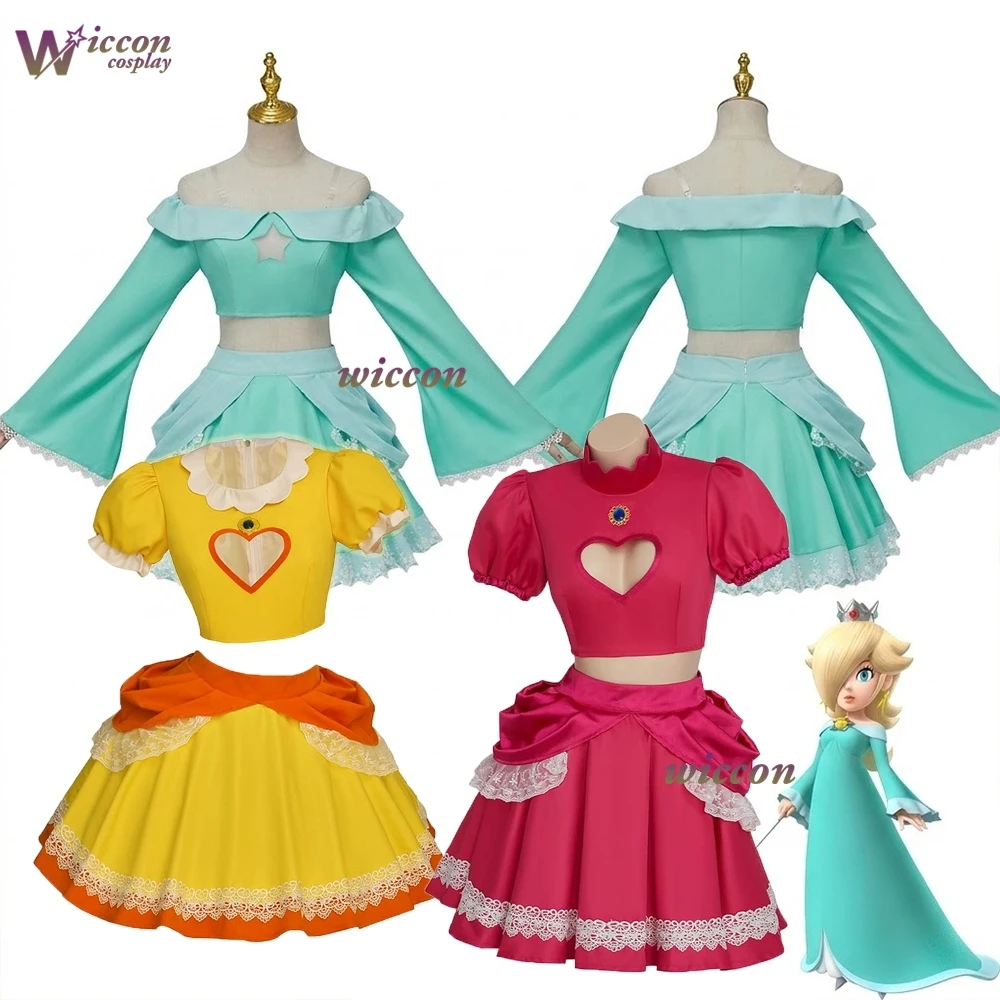 

Rosalina Cosplay Princess Costume For Women Sweet Cute Blue Crop Top Lolita Skirts Suit Halloween Pcostume rosalina clothes