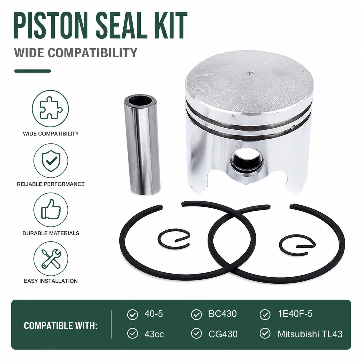 40mm Piston Cylinder Seal Kit with Gaskets For 40-5 43cc BC430 CG430 1E40F-5 Mitsubishi TL43 Brushcutter Trimmer Engine Parts