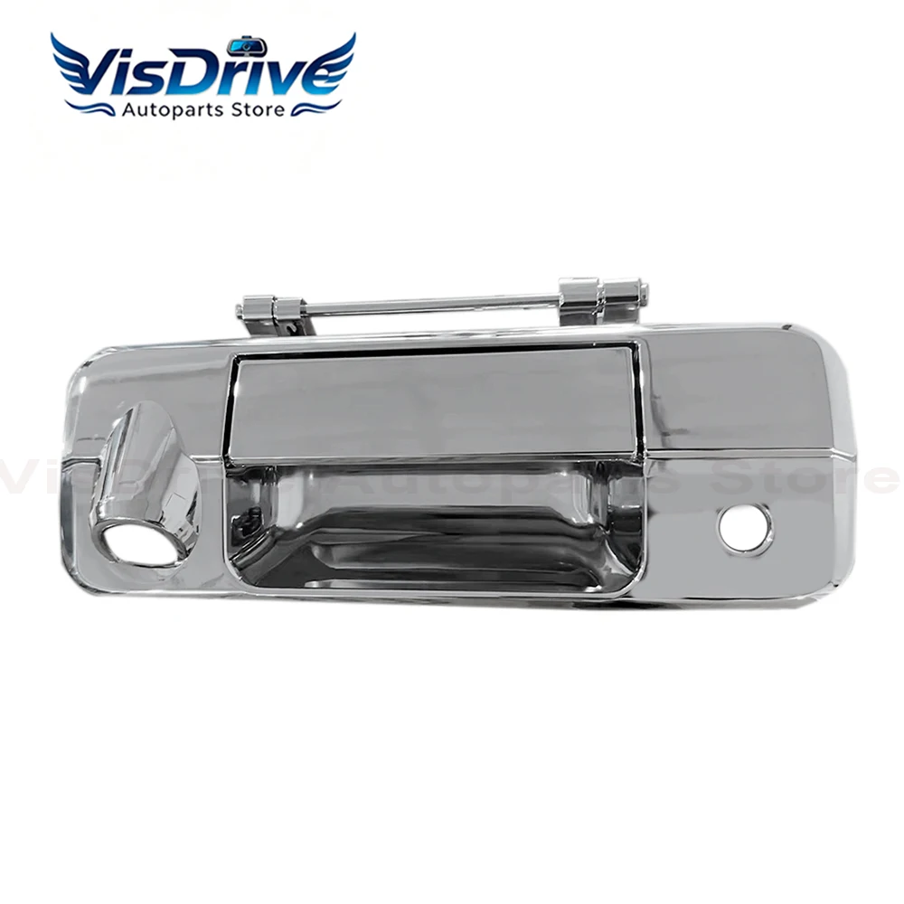 Chrome Tailgate Door Handle Rear Camera Hole For Toyota Tundra Exterior Liftgate Handle LS8006B (Silver) Rear Gate Latch Handle