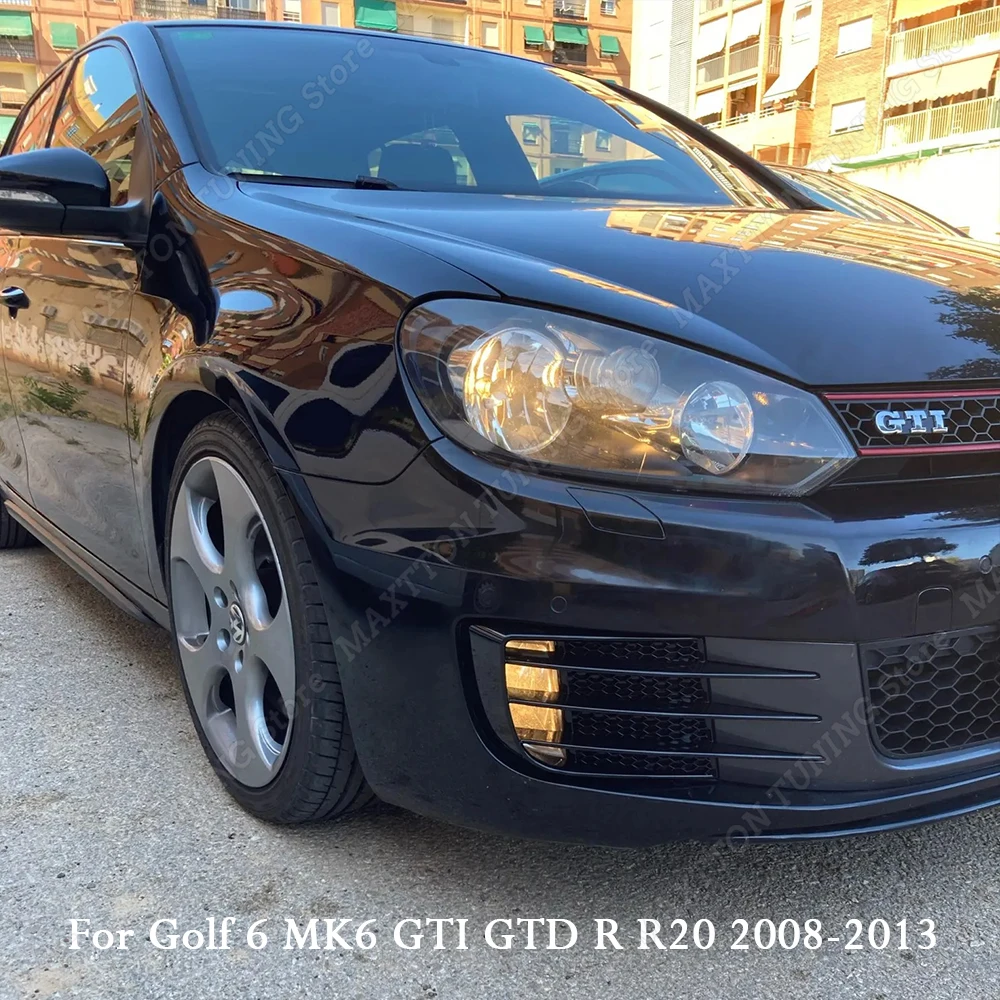 

For VW Golf 6 MK6 GTI GTD R R20 2008-2013 2PCS Front Bumper Side Air Vent Cover Splitter Fog Light Intake Grille Gloss Black
