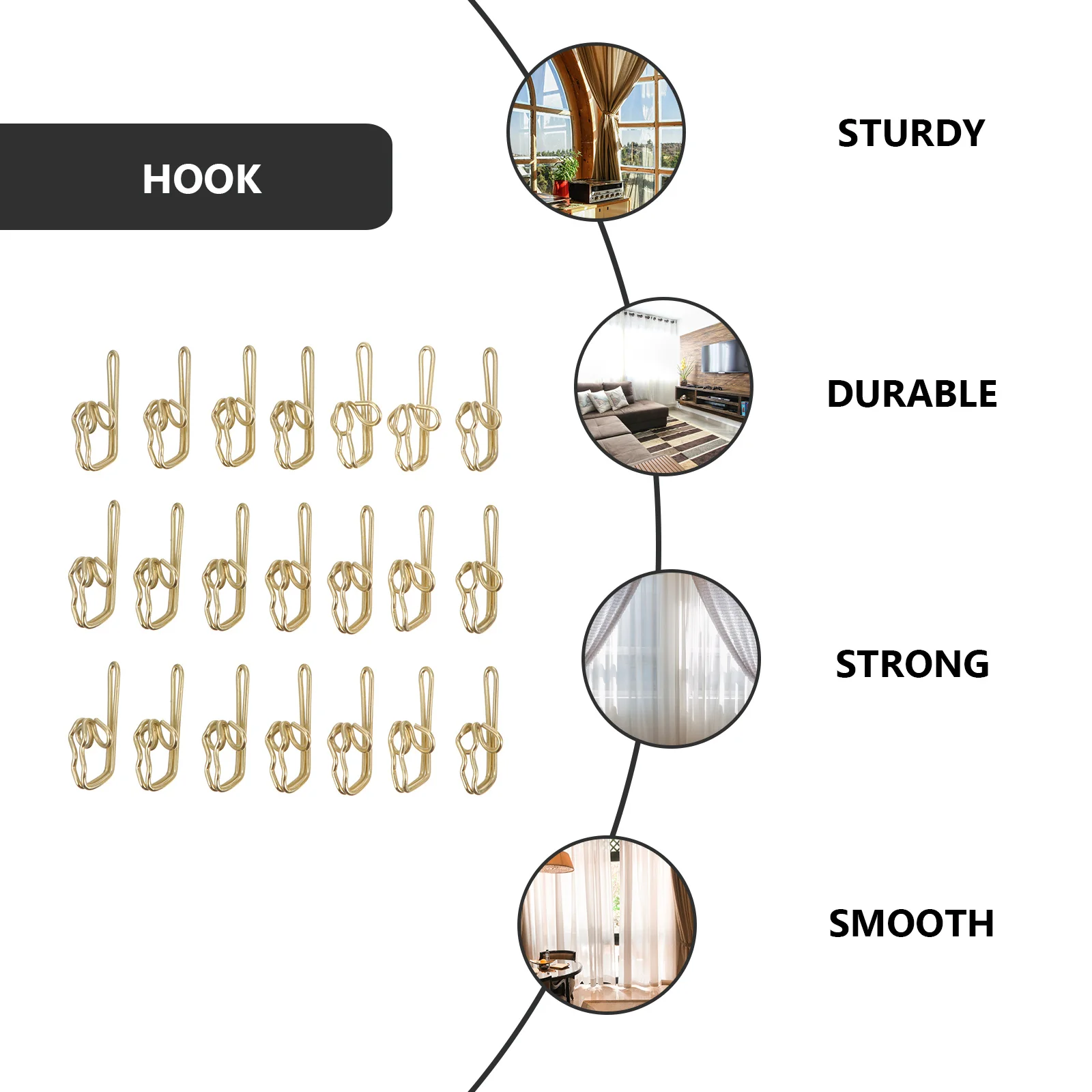 

200pcs Bath Curtain Hooks Metal Hangers For Shower Bathroom Bedroom Office Hotel Decor Curtain Hanging Accessories