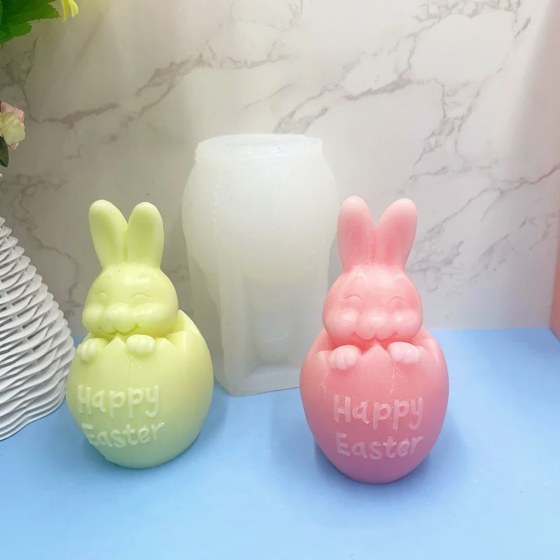 Easter Rabbit Aromatherapy Candle Silicone Mold Plaster Decoration Egg Shell  Resin Handmade Soap Mould