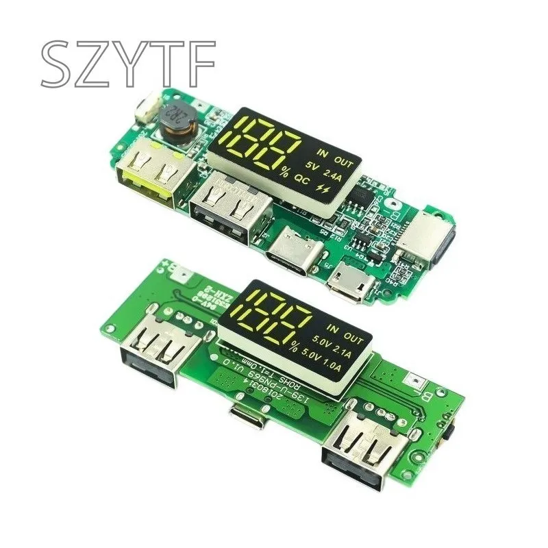 Lithium Battery Charger Board LED Dual USB 5V 2.4A Micro or Type-C USB Mobile Power Bank 18650 Charging Module