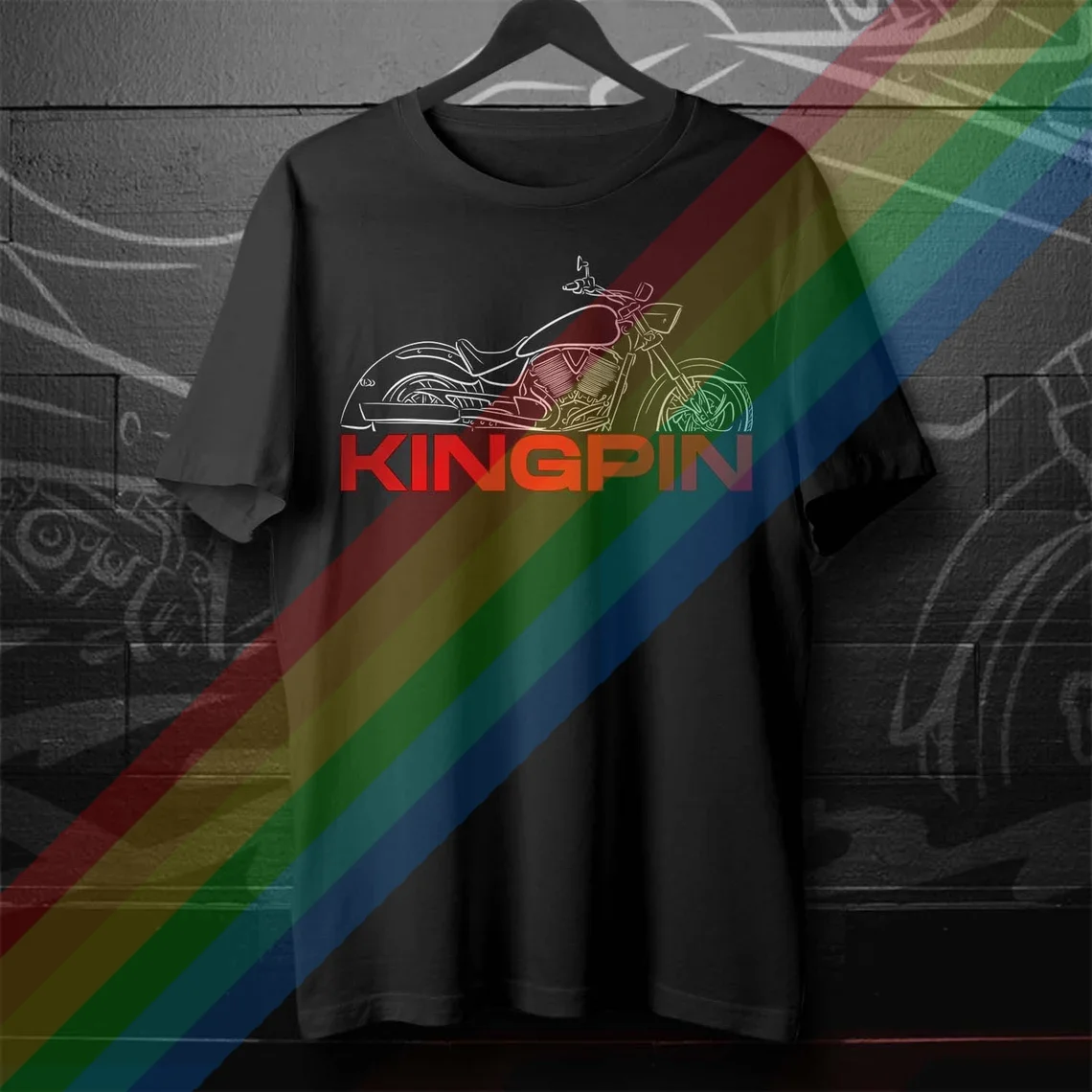 

2025 Men T Shirt Casual Indians Victory Kingpin T-shirt Motorcycle Graphic Summer Short Sleeves 100% Cotton S-3XL