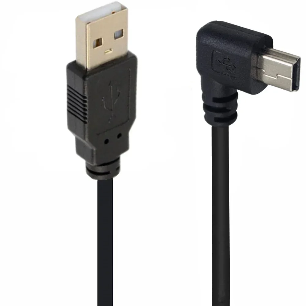 Mini USB Cable USB Type A to Mini 5Pin Right Angle Charging Cable Adapter Charge Sync 0.25M 0.5M 1.5M 3M for GPS MP3