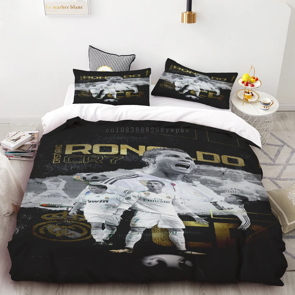 Funda nórdica Football Star C Ronaldo juego de cama ropa de cama 3d impresión Digital ropa de cama tamaño Queen juego de cama diseño de moda