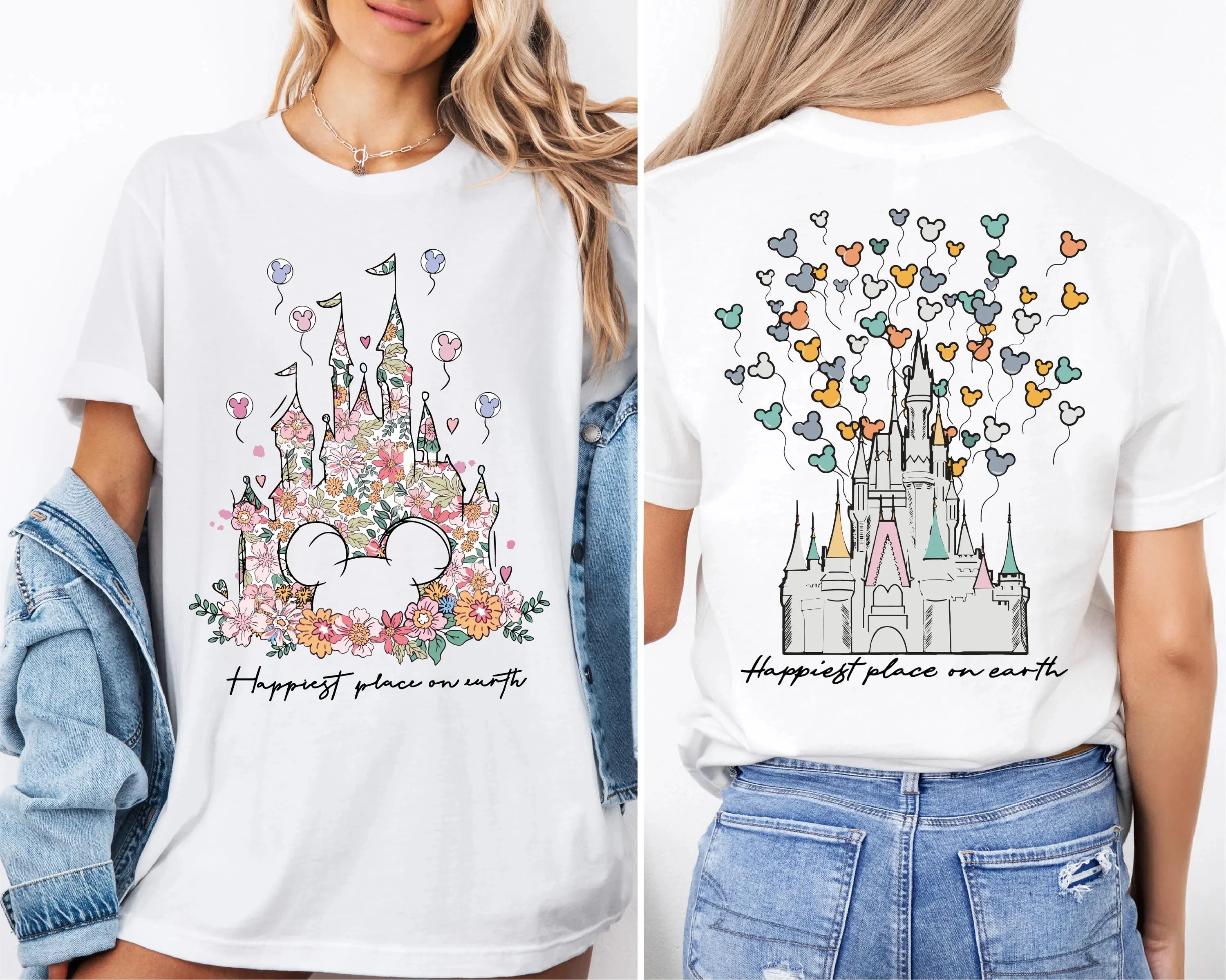 

Happiest Place on Earth T-Shirt for Women Disneyland Short Sleeved Cotton Tees Disney Castle Shirt Summer Tops Women's T-Shirt