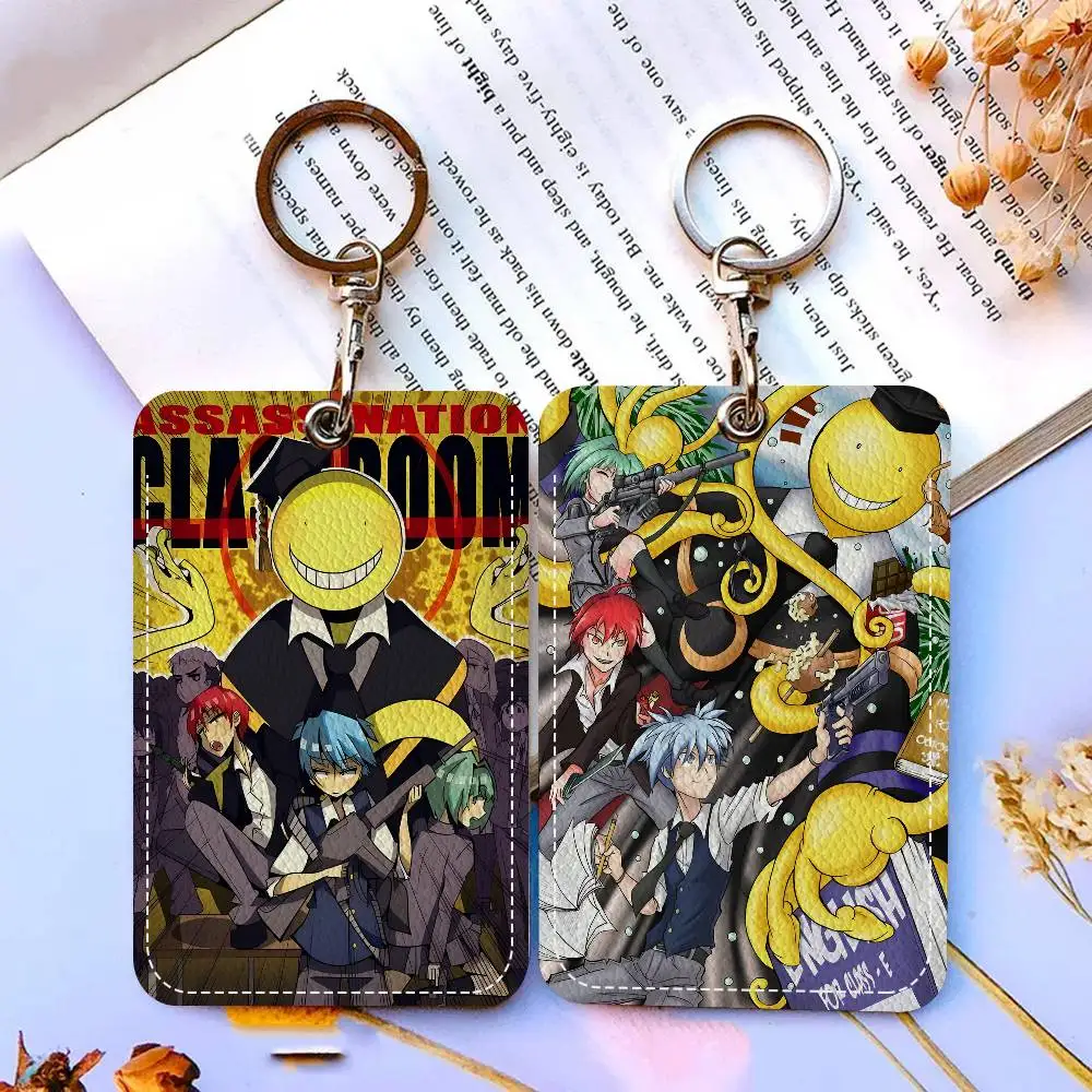 

Anime Assassination Classroom Bank Card,Subway, Bus Card Holder Keychain Key Ring Door Access Tags ID Card Case Keychain Access