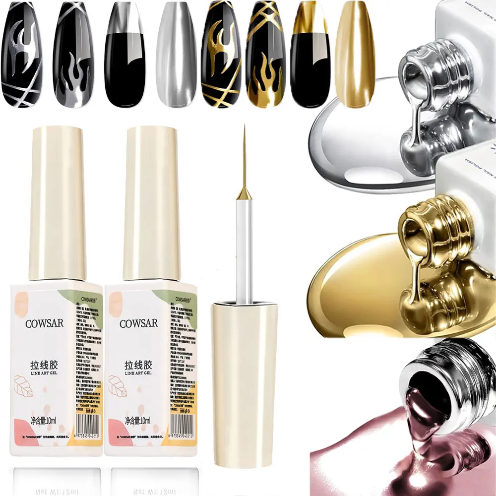 5/8/10/12ml 5D Metallic Painting Nail Gel Silver/Gold Liner Polish Mirror Chrome Effect Gel Nail Polish Soak Off UV/LED Drawing^