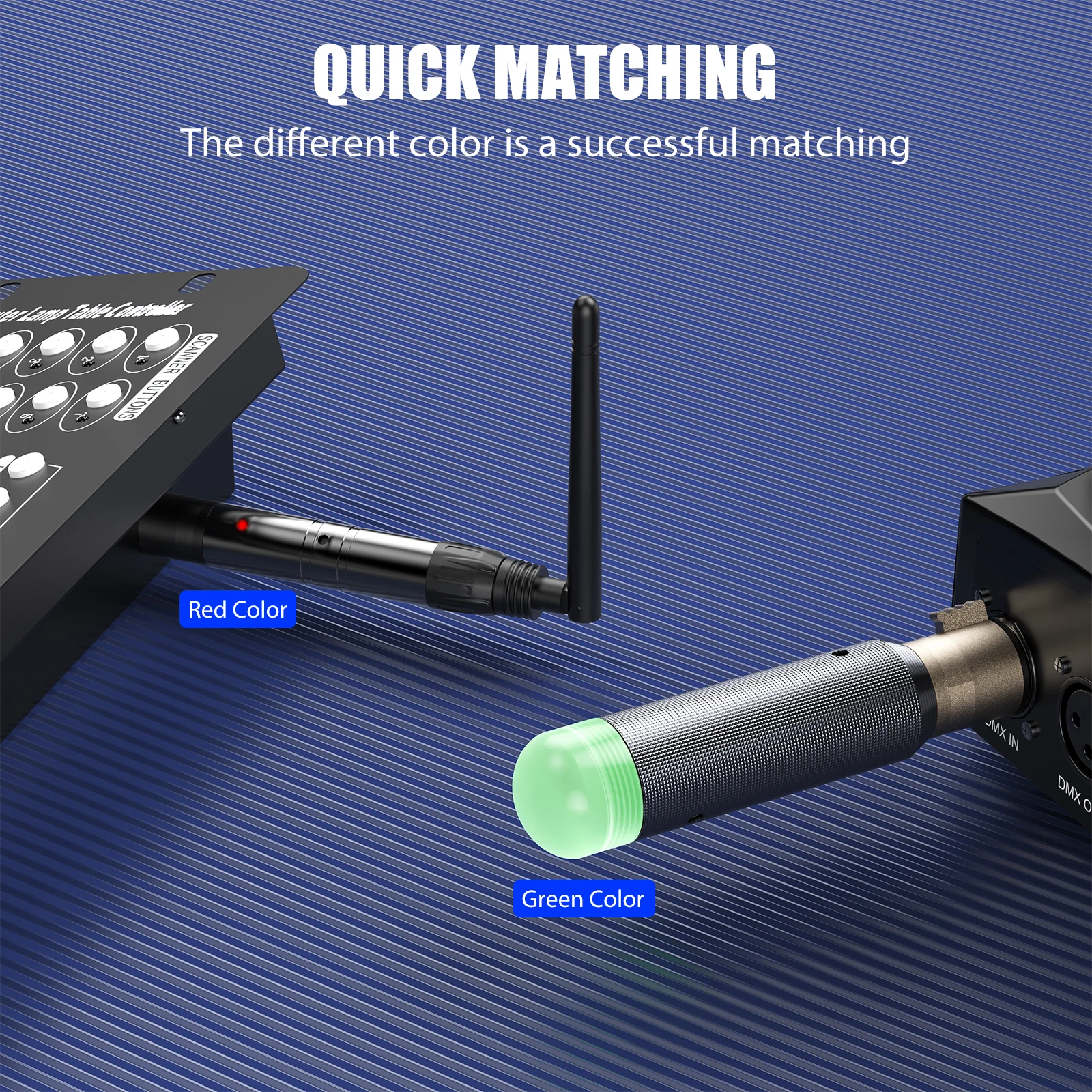 U'King 3 قطعة استقبال قابلة للشحن وجهاز إرسال DMX512 اللاسلكي ومجموعة حافظة مدمجة في بطارية التحكم في إضاءة المسرح لشريط الحفلات