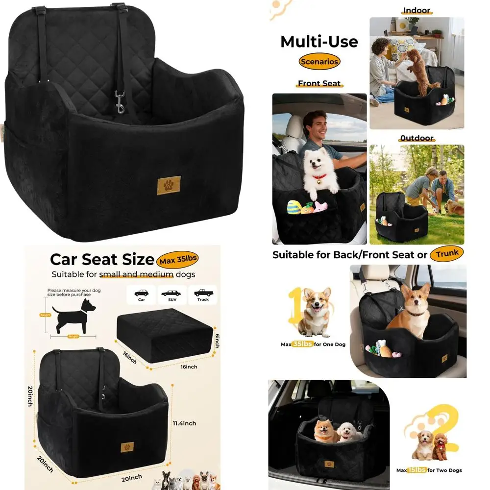 

Portable Washable Dog Car Seat for Small/Medium Dogs up to 35lbs, with Memory Foam and Storage Pockets