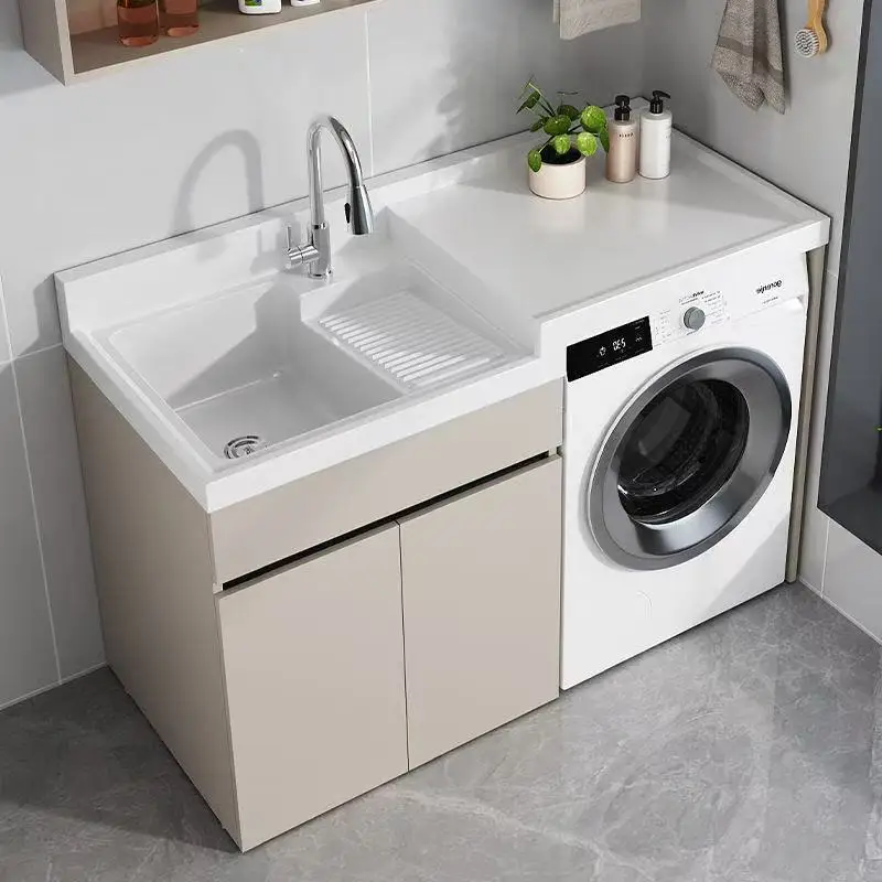 HT stainless steel honeycomb washing machine cabinet, balcony basin high and low sink washboard, companion drum