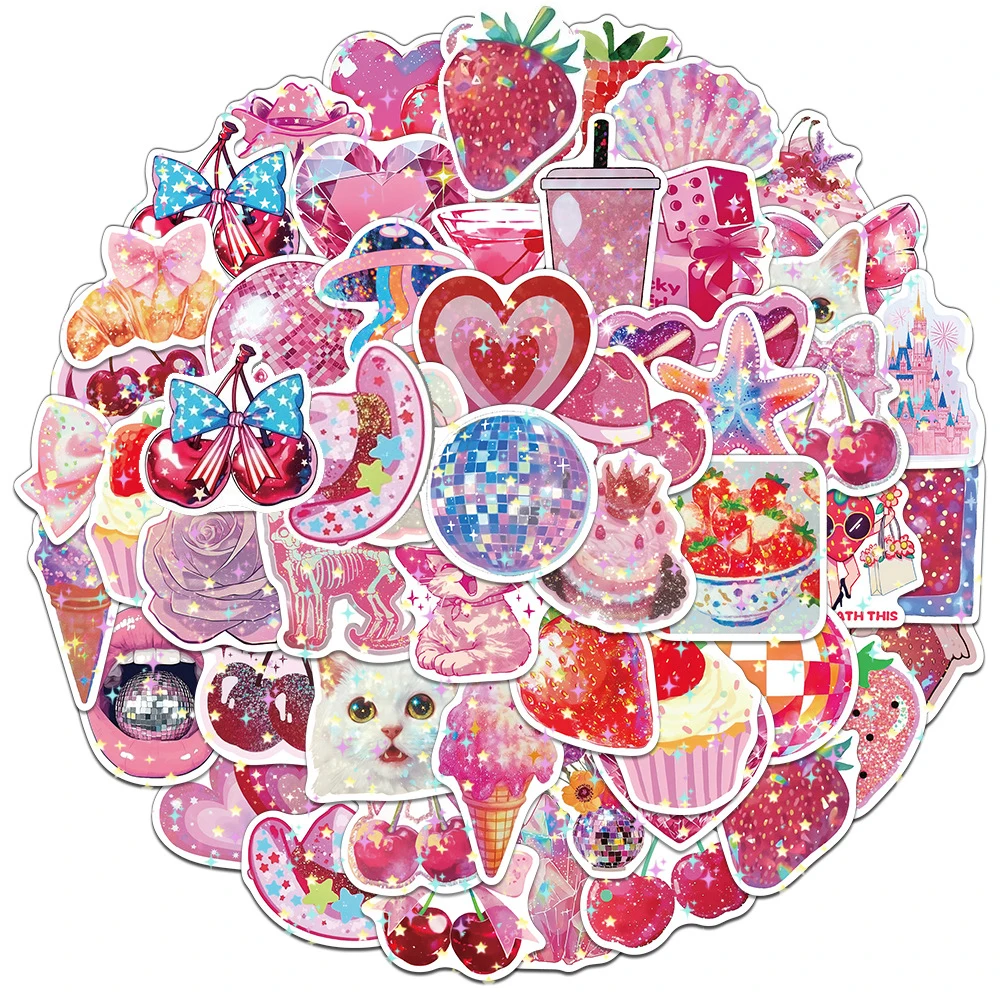 10/30/50 قطعة الليزر الرجعية Y2K الفتيات ملصقات INS الجمالية الكتابة على الجدران الشارات DIY بها بنفسك سجل القصاصات حقيبة الكمبيوتر المحمول Kawaii لاصقة تزيين #2