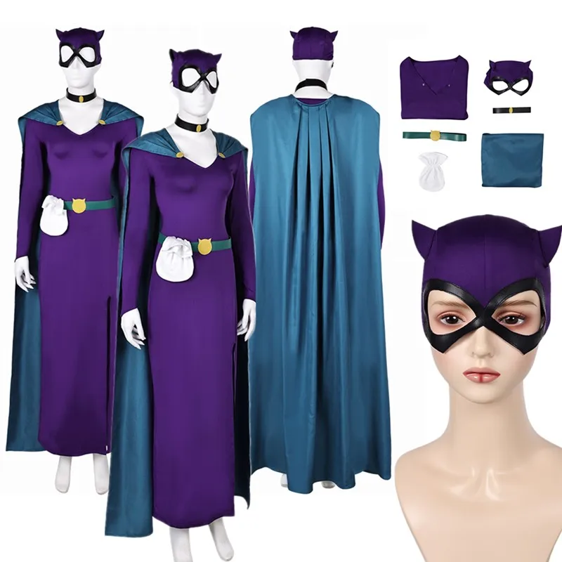 Selina-Máscara de Cosplay para mujer adulta, disfraz de Tony, banda para el cuello, capa de cinturón de juego de gato, fiesta de fantasía, Halloween, Carnaval, traje de disfraz