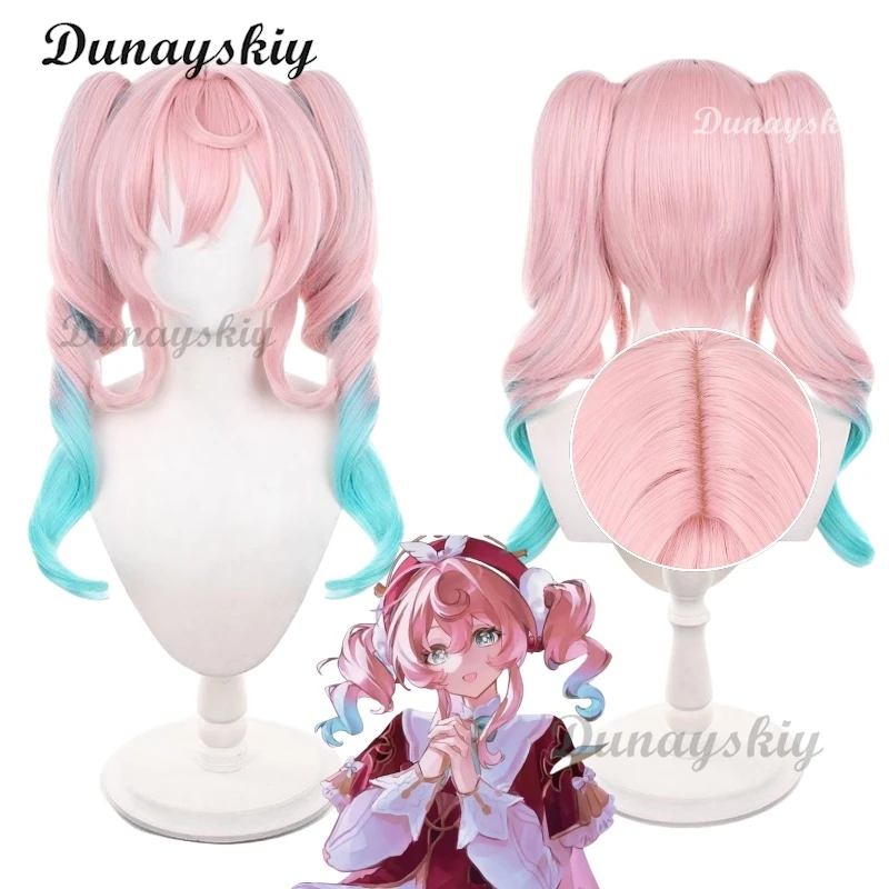 

Hyacine Pink Blue Double Ponytail Cosplay Wig Honkai Star Rail Amphoreus For Women Carnival Halloween Party Props