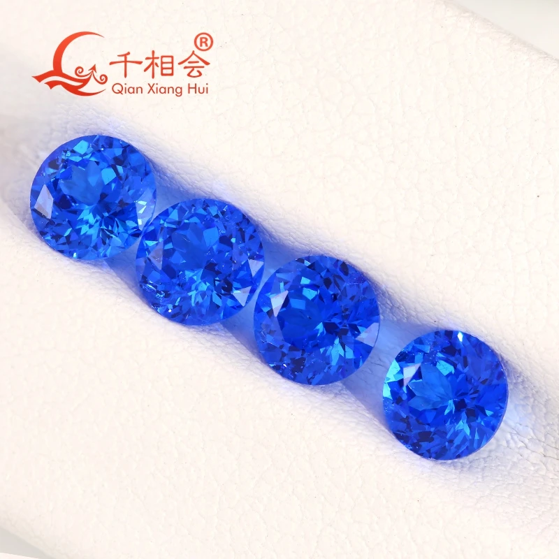 

lab grown Cobalt Spinel Gemstone Blue Color round Shape with inclusions cracks natural Cut for Jewelry Making
