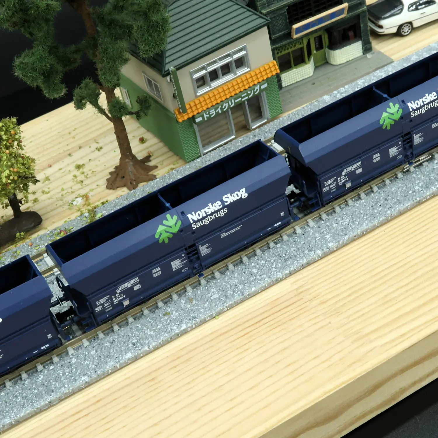 플레시만 N 타입 1/160 기차 모델 6660089 오픈 카 다크 블루 페인트 3섹션 기차 세트 소년 장난감 선물