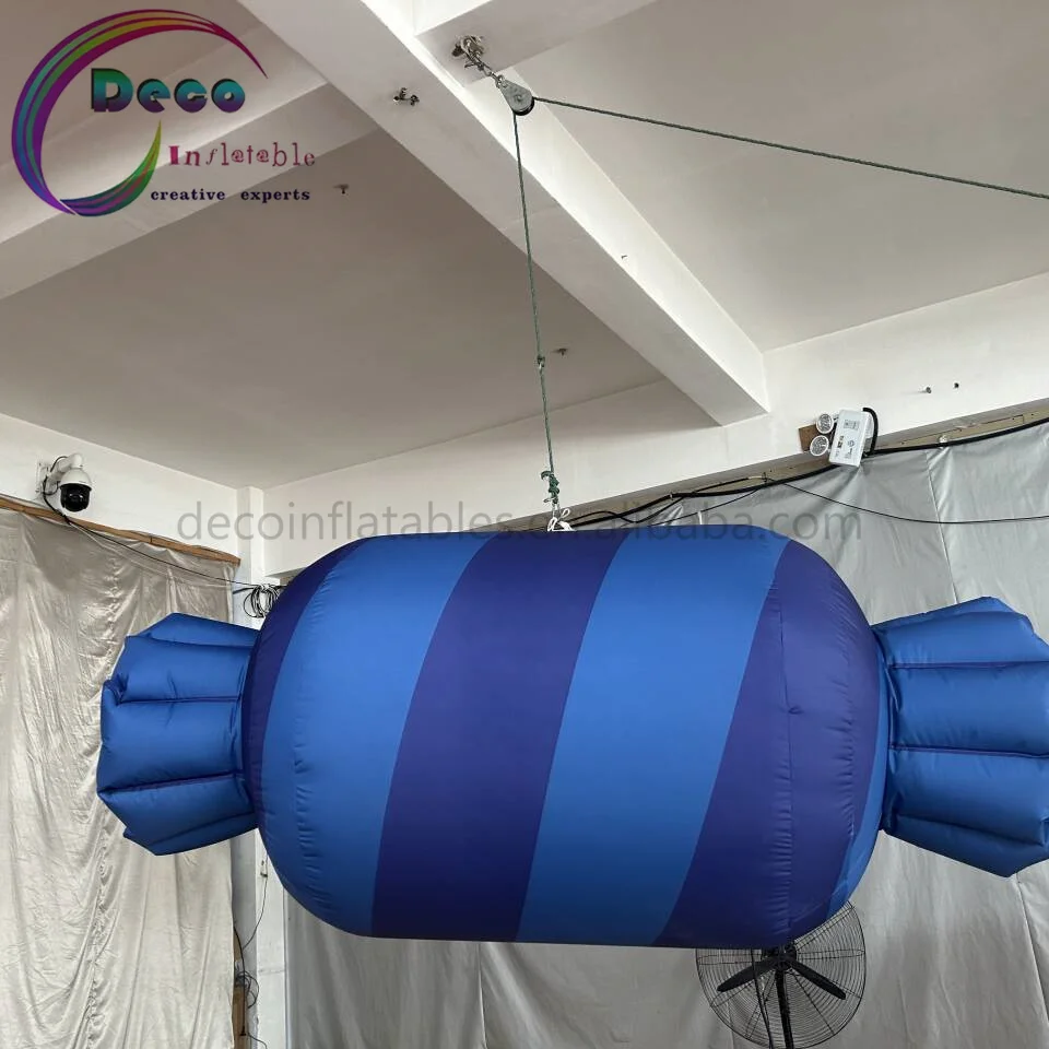 

Custom Blue Inflatable Hanging Sugar For Outdoor Candy Party Decorations