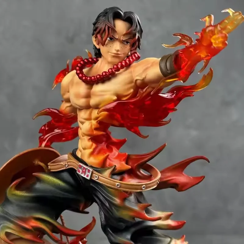 

26cm Cool One Piece Anime Figure Statue Flame Portgas·D· Ace Fighting Posture Desktop Ornament Model Pvc Toy For Kids Gifts