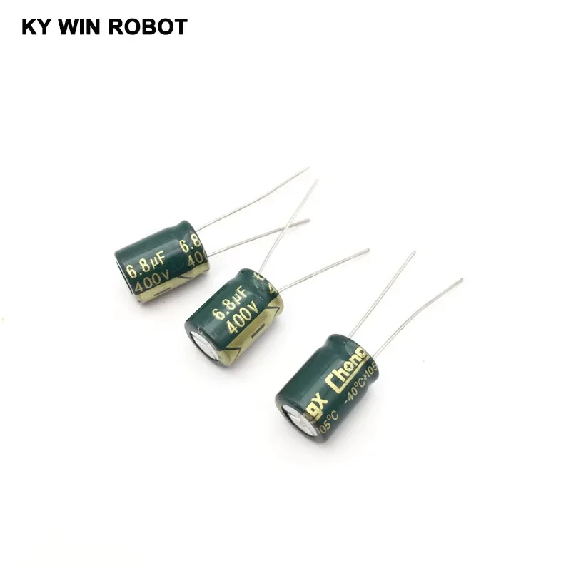 10 Buah 400V 6.8UF 10X13Mm 105C Radial Kapasitor Elektrolit Resistansi Rendah Frekuensi Tinggi 6.8UF 400V