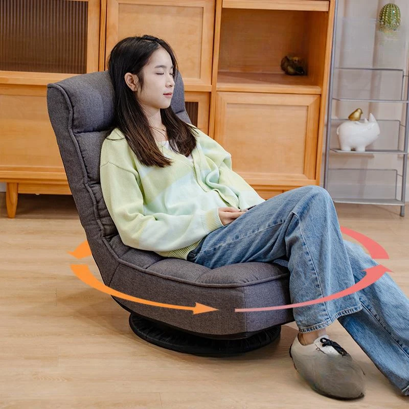 Reclining Swiveling Floor Gaming Chair Adjustable Swivel Lazy Sofa Floor Armchair Chair 360 Degree Folding 5-Position Backrest