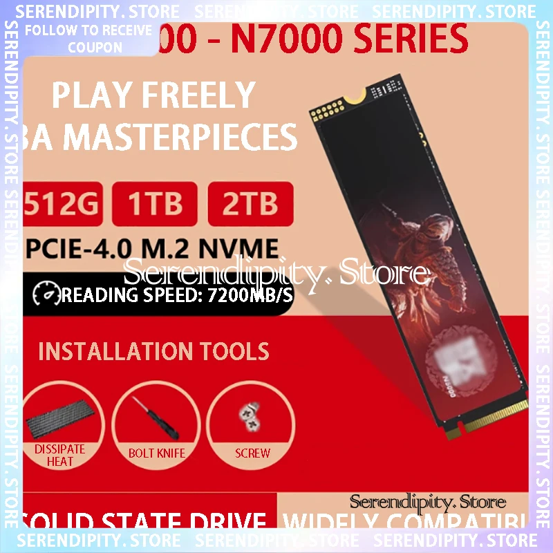 NEW Original N5000 N7000 Built-In Solid State Drive 1T 2TB M.2 NVME SSD PCIe 4.0 With Heat Dissipation Suitable Laptops Desktops