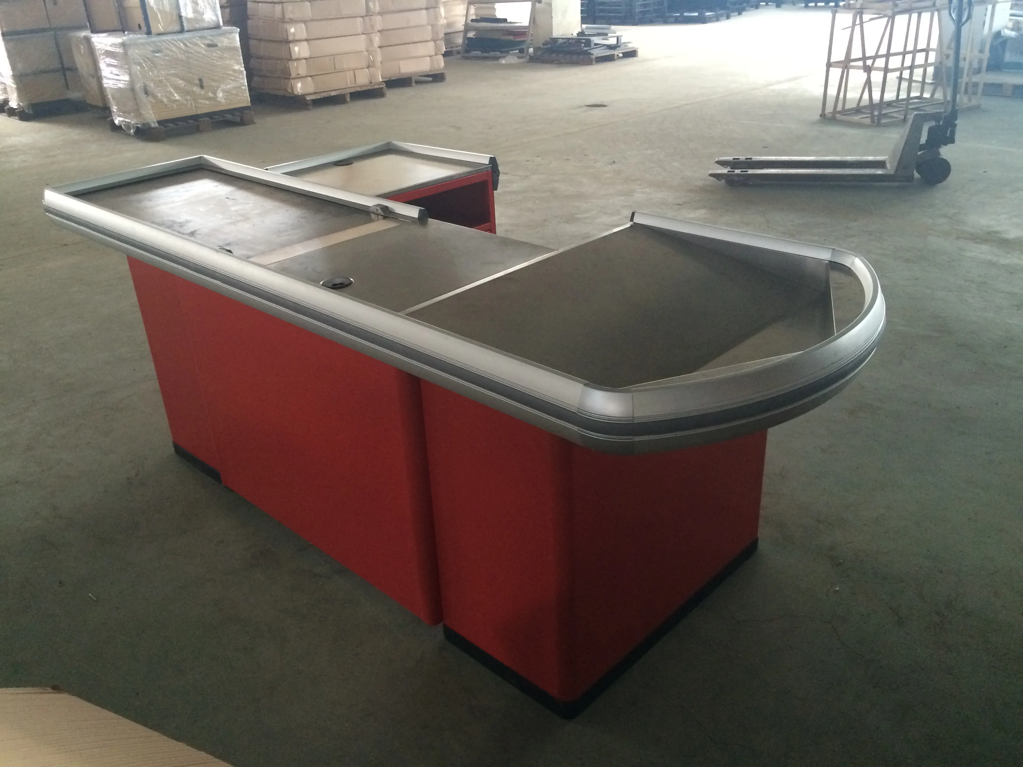 Supermarket Display Cheap Price Customized Metal Cashier Counter Electronic Supermarket Checkout Counter