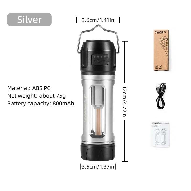BISINNA Oplaadbare campinglantaarn 3 modi Outdoor sfeerlicht Waterdichte draagbare zaklamp voor kamperen, wandelen en backpacken