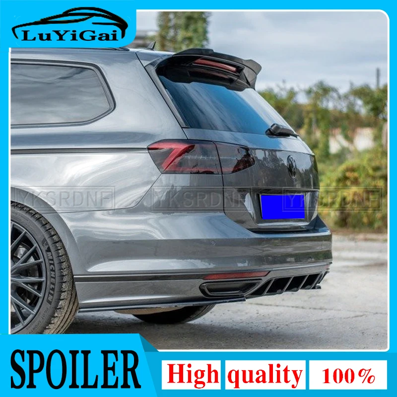 REAR WING For Volkswagen VW Passat B8 Estate 2015 + Gloss Roof Spoiler Extension ABS Car REAR WING SPOILER For PASSAT R-LINE B8