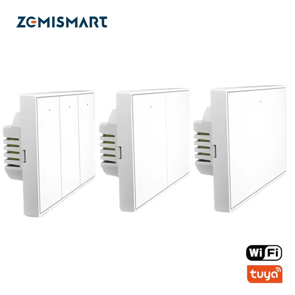

Zemismart Tuya WiFi 1 2 3 4 банды настенный светильник переключатель с нейтральным приложением Smart Life дистанционное управление US прерыватель Alexa Google Home