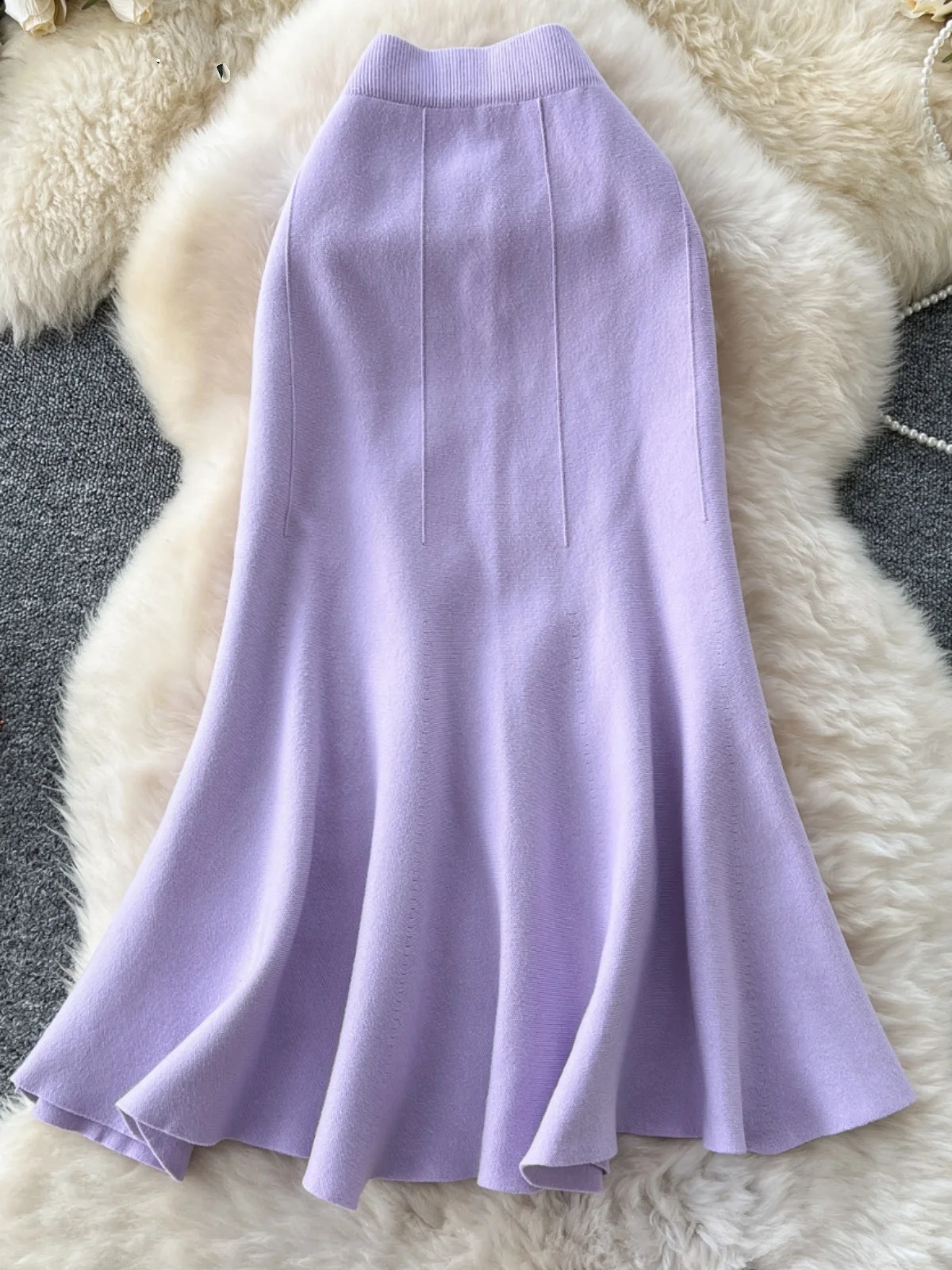 Cintura alta de malha fi cauda f saia feminina fino ajuste faionable primavera outono temporada fibra poliéster commute sle