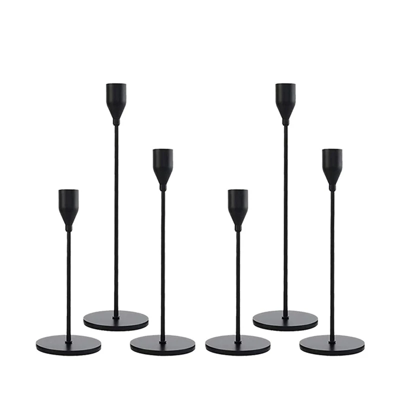 Candlestick Holders 6 Pcs Set, 3 Sizes Of Taper Candle Holders For Wedding, Banquet, Anniversary, Party Decoration