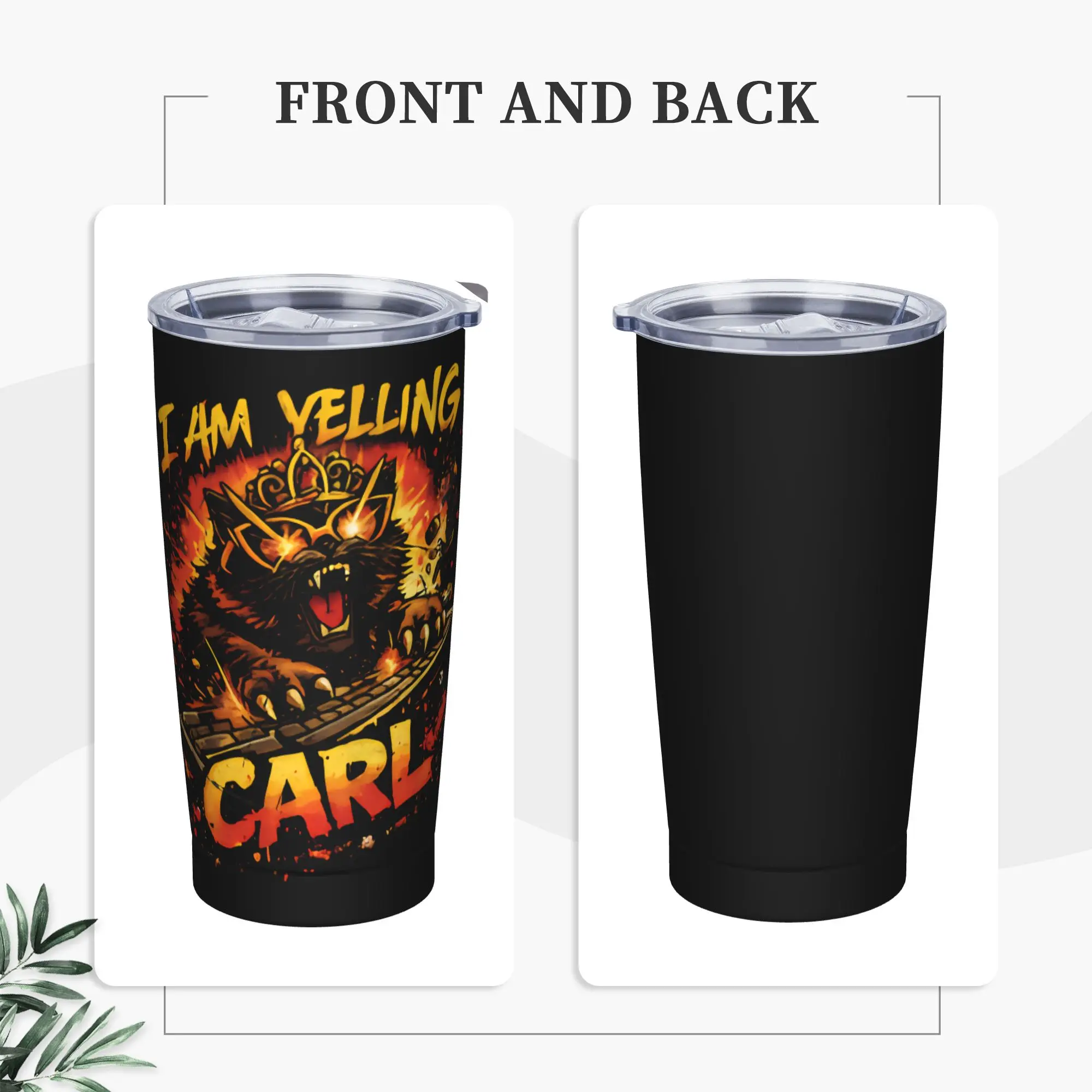 I Am Yelling Carl Donut Cat Meme Tumbler  Hot Drinks Leakproof Stainless Steel Thermal Cups Graphic Car Mugs